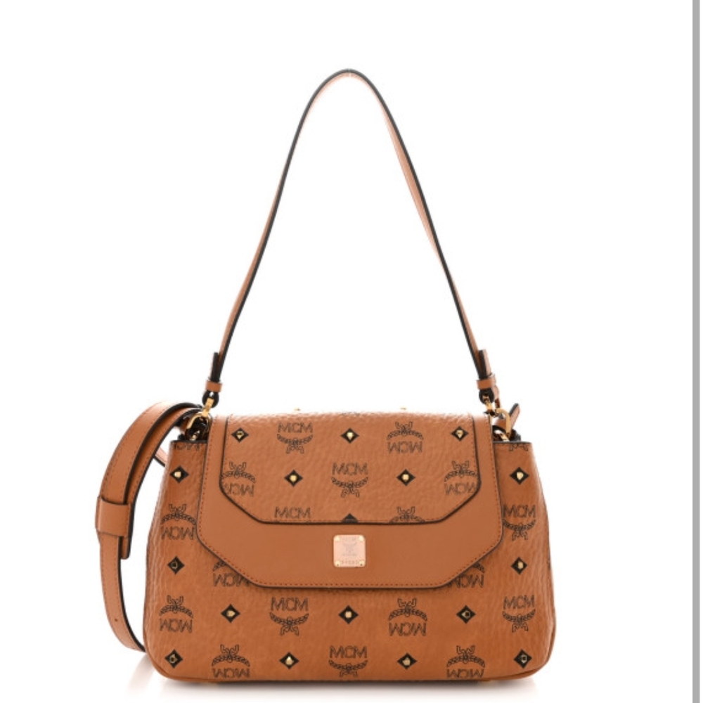 SOLD MCM Visetos Studded Leather Shoulder Bag